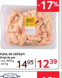 PUIUL DE CRĂIEȘTI Aripi de pui - cca. 4000 g - per kg