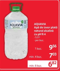 Aquavia Apă de izvor plată natural alcalină cu pH 9.4 5l