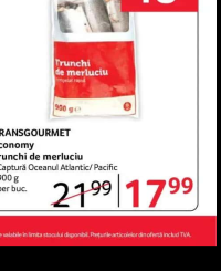 TRANSGOURMET Economy Trunchi de merluciu - Captură Oceanul Atlantic/ Pacific - 900 g - per buc.