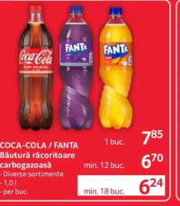 Coca-Cola / Fanta Băutură răcoritoare carbogazoasă diverse sortimente 1l