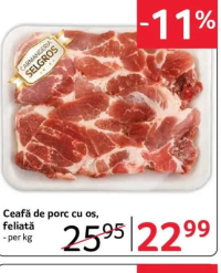 SELGROS Ceafă de porc cu os, feliată - per kg