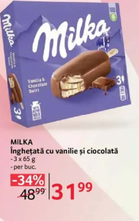 Milka Înghețată cu vanilie și ciocolată - 3 x 65 g