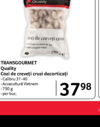 TRANSGOURMET Quality Cozi de creveți cruzi decorticați - Calibru 31-40 - Acvacultură Vietnam - 750 g