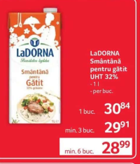 LaDORNA Smântână pentru gătit UHT 32% 1 l