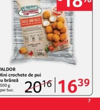 Valdor Mini crochete de pui cu brânză 500g