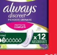 Always Discreet Absorbante pentru incontinență urinară 12/16/20 buc. - min. 8 pachete