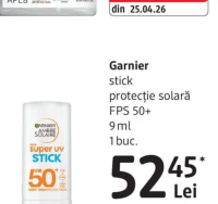 Garnier stick protecție solară FPS 50+ 9 ml 1 buc.