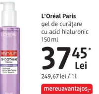 L'Oréal Paris gel de curățare cu acid hialuronic 150 ml