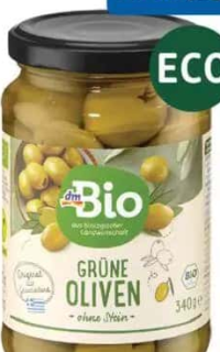 dmBio măsline verzi fără sâmburi 180 g