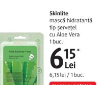 Skinlite mască hidratantă tip șervețel cu Aloe Vera 1 buc.