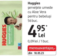 Huggies şervețele umede cu Aloe Vera pentru bebeluși 56 buc.