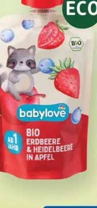babylove piure cu căpșuni, afine și măr pentru bebeluși 12+ 100 g