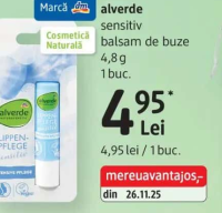 alverde sensitiv balsam de buze 4,8 g