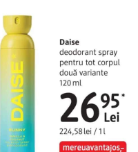 Daise deodorant spray pentru tot corpul două variante 120 ml