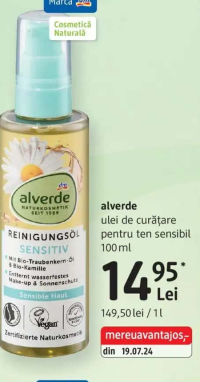 alverde ulei de curățare pentru ten sensibil 100 ml