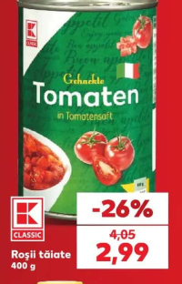K-CLASSIC Roșii tăiate 400 g