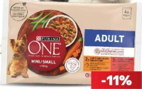 PURINA ONE MINI Hrană câine adult pui / curcan / vită 4x85 g