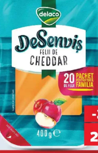 Delaco Desenviș Cheddar felii 400 g