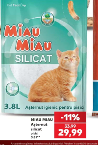 MIAU MIAU Așternut igienic silicat pentru pisici 3.8 l