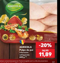 Agricola Pulpe de pui inferioare refrigerate 600 g