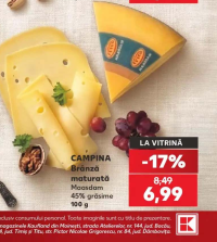 CAMPINA Brânză maturată Maasdam 45% grăsime 100 g