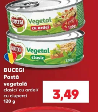 BUCEGI Pastă vegetală clasic/ cu ardei/ cu ciuperci 120 g