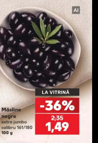 Măsline negre extra jumbo calibru 161/180 100 g
