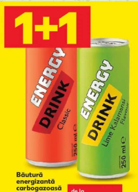 ENERGY DRINK Băutură energizantă carbogazoasă lime / fără zahăr / regular 0.25 l doză