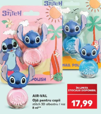 AIR-VAL Ojă pentru copii stitch 3D albastru / roz 8 ml