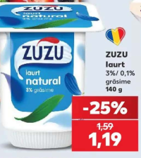 ZUZU Iaurt natural 3% grăsime 140 g