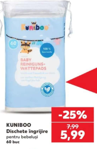 KUNIBOO Dischete îngrijire pentru bebeluși 60 buc