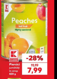 K-CLASSIC Piersici jumătăți în sirop 820 g