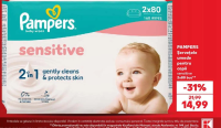 PAMPERS Șervețele umede pentru copii sensitive 2x80 buc