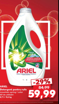 ARIEL Detergent pentru rufe mountain spring / color 60 de utilizări 2,7 l / 3,6 kg