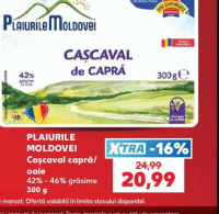 Plaiurile Moldovei Cașcaval capră / oaie 42% - 46% grăsime 300 g