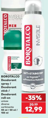 BOROTALCO Deodorant spray / Deodorant stick / Deodorant roll-on unisex diverse sortimente 40 ml / 50