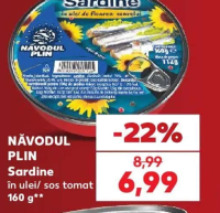 NĂVODUL PLIN Sardine în ulei/ sos tomat 160 g