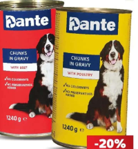 DANTE Hrană umedă câini pasăre / vită 1240 g