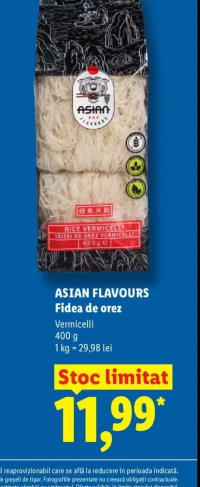 ASIAN FLAVOURS Fidea de orez Vermicelli 400 g