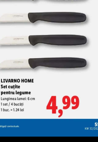 LIVARNO HOME Set cuțite pentru legume 6 cm 4 buc