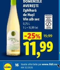 DOMENIILE AVERESTI Zghihară de Huși Vin alb sec 0,75 L