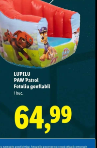 LUPILU PAW Patrol Fotoliu gonflabil 35 x 42 x 38 cm 1 buc.
