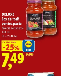 DELUXE Sos de roșii pentru paste diverse sortimente 330 ml