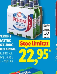 Peroni Nastro Azzurro Bere blondă (5+1) x 0,33 L