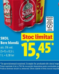 Skol Bere blondă (5+1) x 0,5 L
