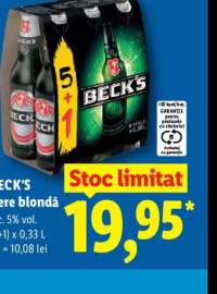 Beck's Bere blondă (5+1) x 0,33 L