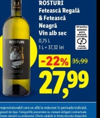 ROSTURI Fetească Regală & Fetească Neagră Vin alb sec 0,75 L