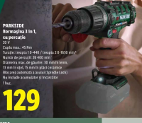 PARKSIDE Bormasina 3 în 1, cu percuție 20 V