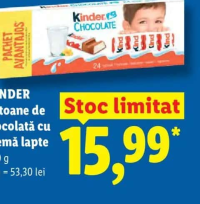 KINDER Batoane de ciocolată cu cremă lapte 300 g