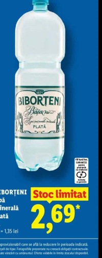 BIBORȚENI Apă minerală plată 2 L